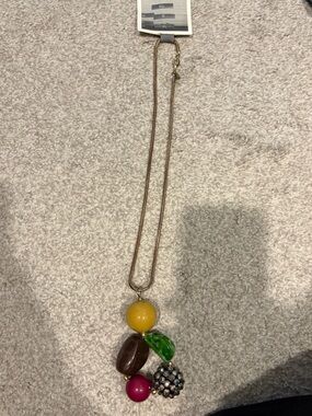 Anthropologie Gold-Tone Snake Chain Necklace with Large Beads